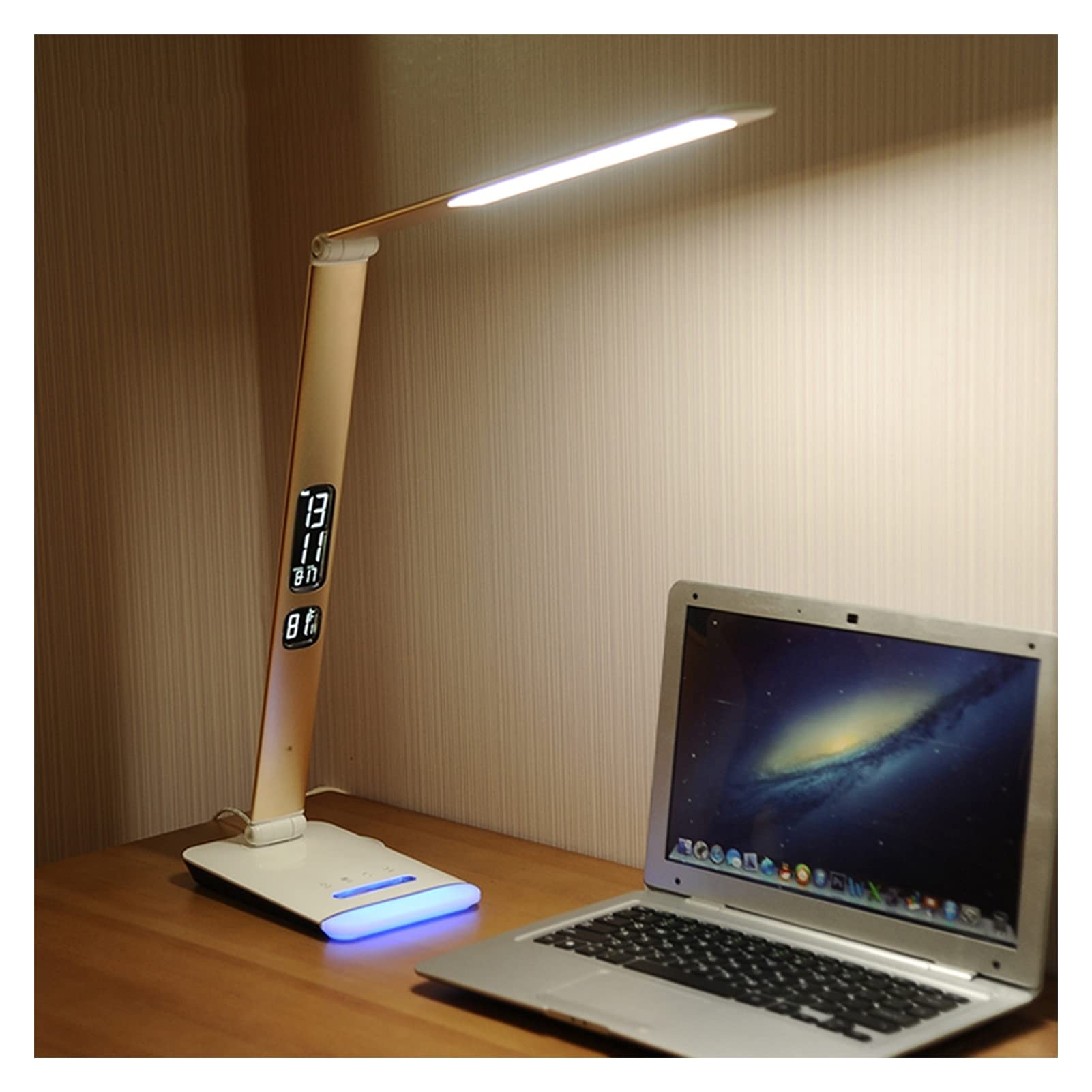 lampe de bureau Lampe de bureau à LED Dimmable Home Office Lampe Touch Contrôle 12W ARM LONG ARM Lampe de table pliable avec écran LCD, 3 modes de couleur et 5 niveaux de luminosité lampe de lecture