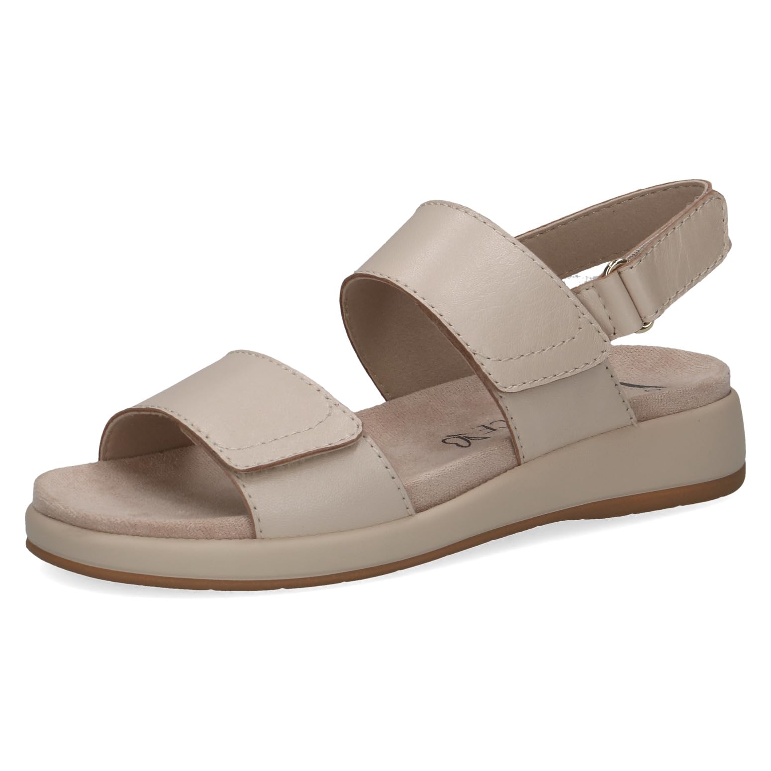 Caprice women's flat sandal in leather, Beige (CREAM PERLATO), 8 UK