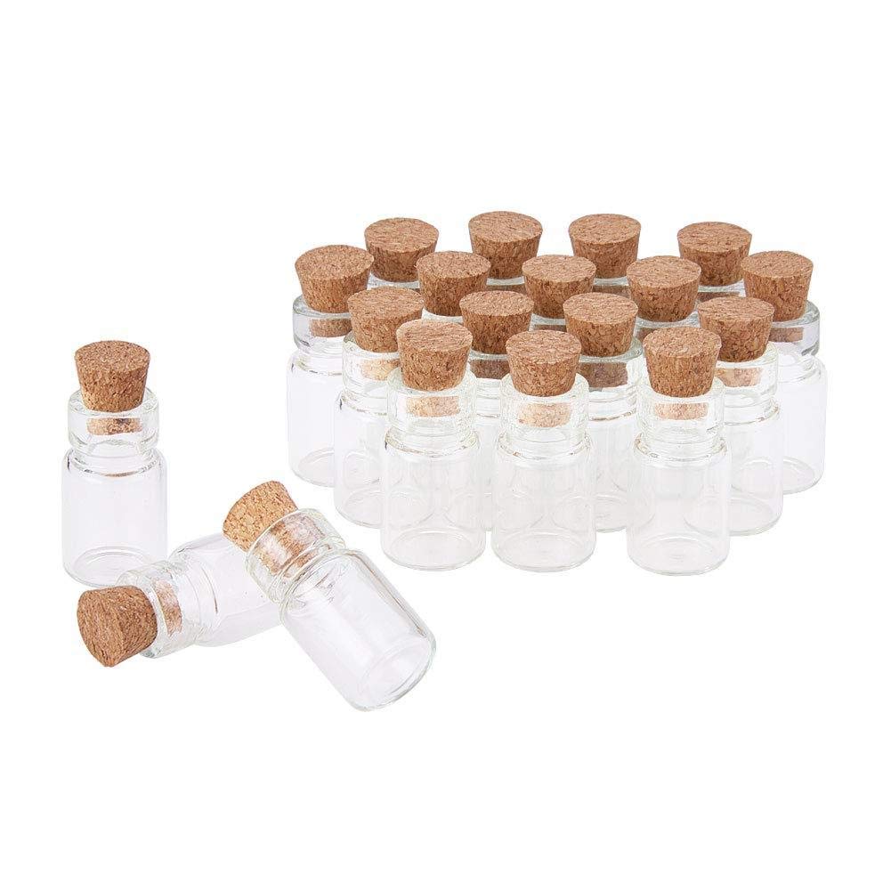 TrifyCore Storage Jars & Canisters Grain Container 20 Pieces Mini Empty Clear Glass Wishing Bottles with Corks 18 mm 10 mm