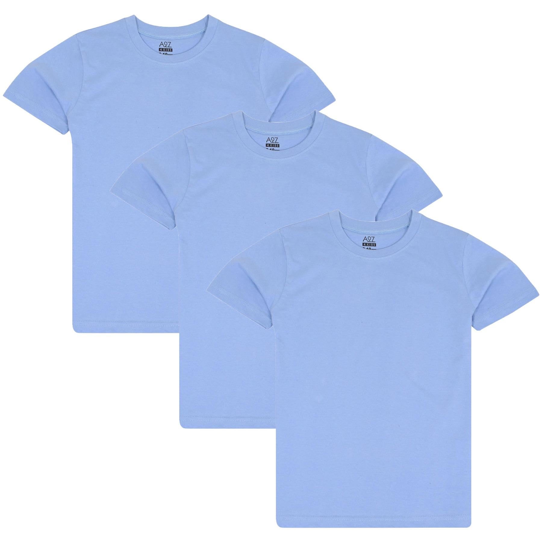 A2z 4 Kids Unisex Kids Sky Blue Pack Of 3 Plain - T Shirt Pl 3 Pack 13
