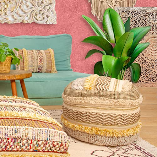 Mandala-Life-ART-Moroccan-Pouf-Ottoman-Cover-Pure-Wool-and-Cotton-Mix-18x18x14-inches-Artisan-Hand-Embroidery-Patch-Work-Boho-Furniture-Luxury-Pouffe-Cushion Mandala Life ART Moroccan Pouf Ottoman Cover Pure Wool and Cotton Mix 18x18x14 inches Artisan Hand Embroidery Patch Work Boho Furniture Luxury Pouffe Cushion
