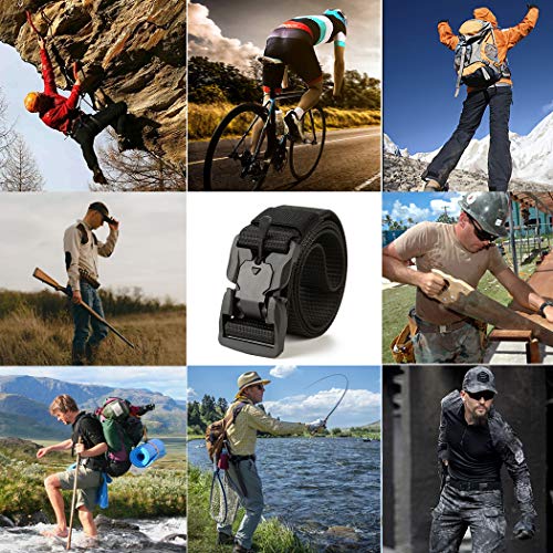 MOZETO Nylon Belt, Tactical Military Style Quick Release Work Belt, Outdoor Hiking Casual Web Belts for Men V-Ring Magnetic Buckle