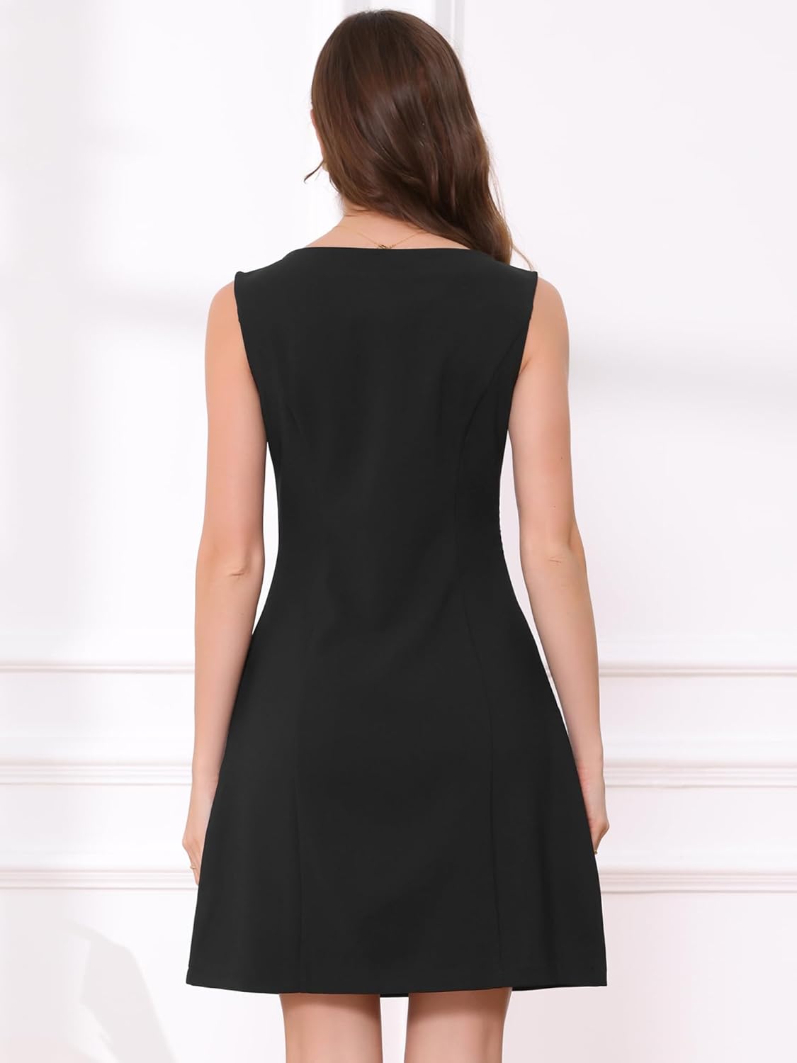 Allegra K Work Casual Dress for Women Elegant Boat Neck Sleeveless Business A Line Dresses - Image 2