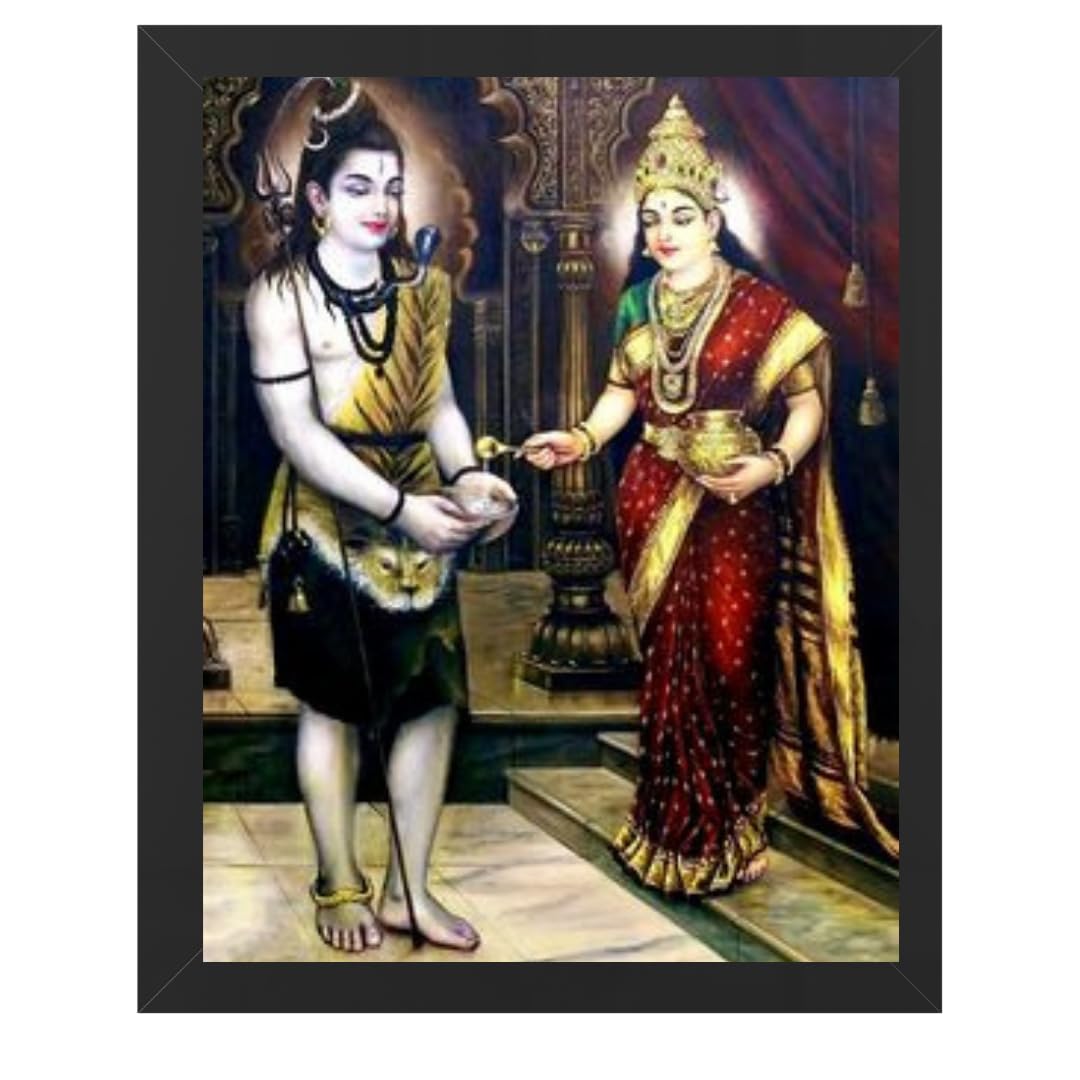 Great More Hindu Religious Shiva and Maa Annapurna Devi Design Wall Art Painting Frame For Home Decoration And Gifting, Traditional Temple Artwork (10 x 12 inch, Framed)-B-image-47