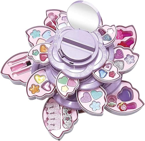 化ギフトボックス お化粧セット 女の子 プレゼント、子供 おもちゃのキッズ化粧玩具ウォッシャブルコスメセットふりプレイメイクセット (四層 大きい)
