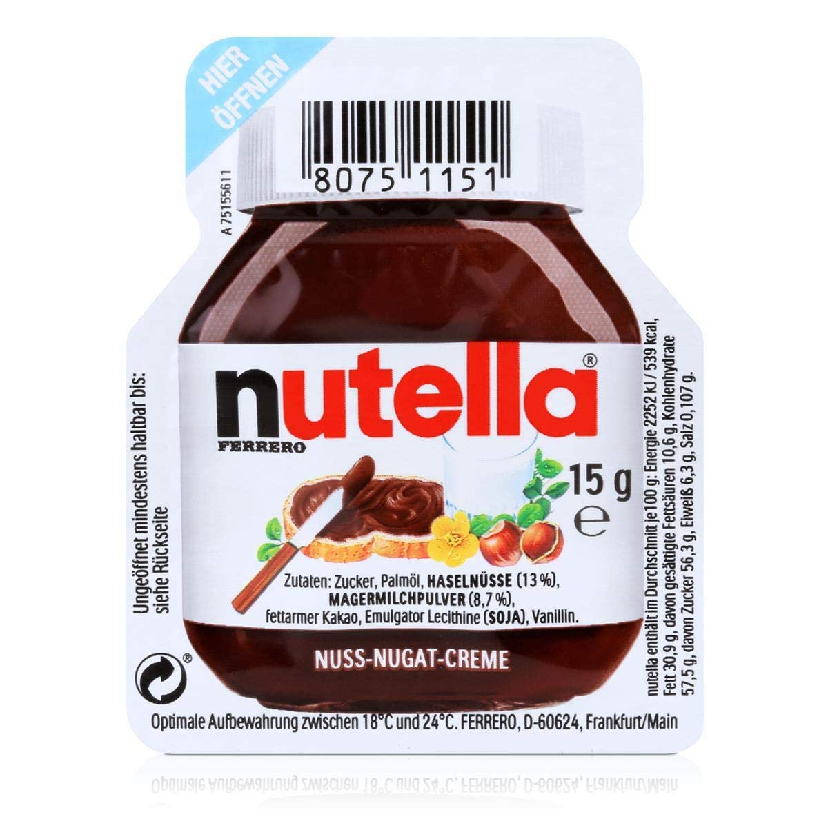 Crema de avellanas para untar 120 porciones individuales para Nutella 15 g - Nuevo embalaje