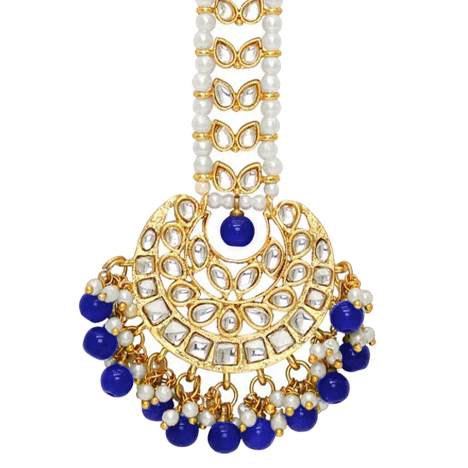 Peora Gold Plated Kundan Green Faux Pearl Maang Tikka for Women (B091TVRPFH) Amazon Price History, Amazon Price Tracker