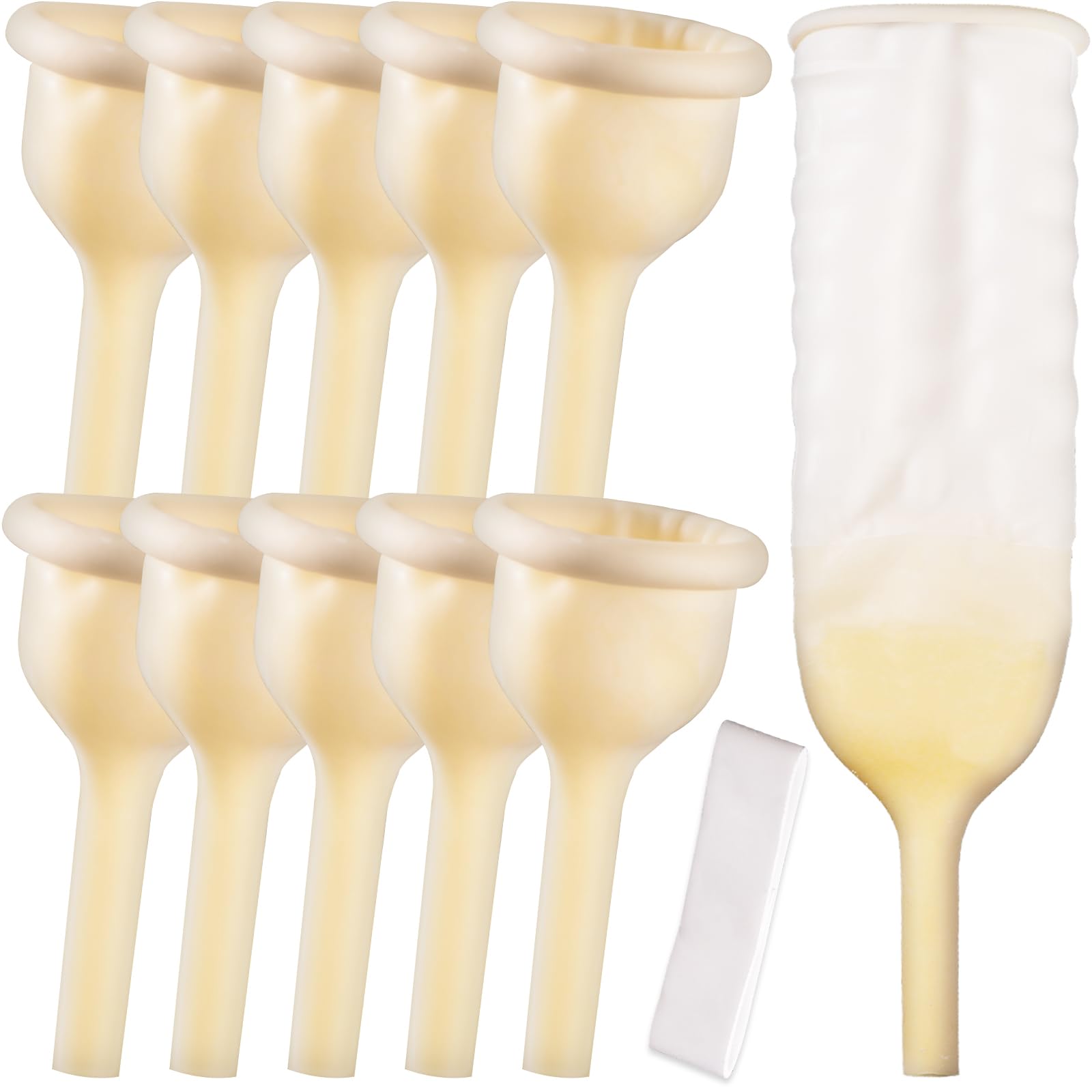 10 Pcs Male External Urine Collector with Soft Latex Sheath Adhesive Strap for Secure Fit Easy to Wear in 25mm 30mm 35mm 40mm Leak Control Individually Sealed for Hygiene (40mm)