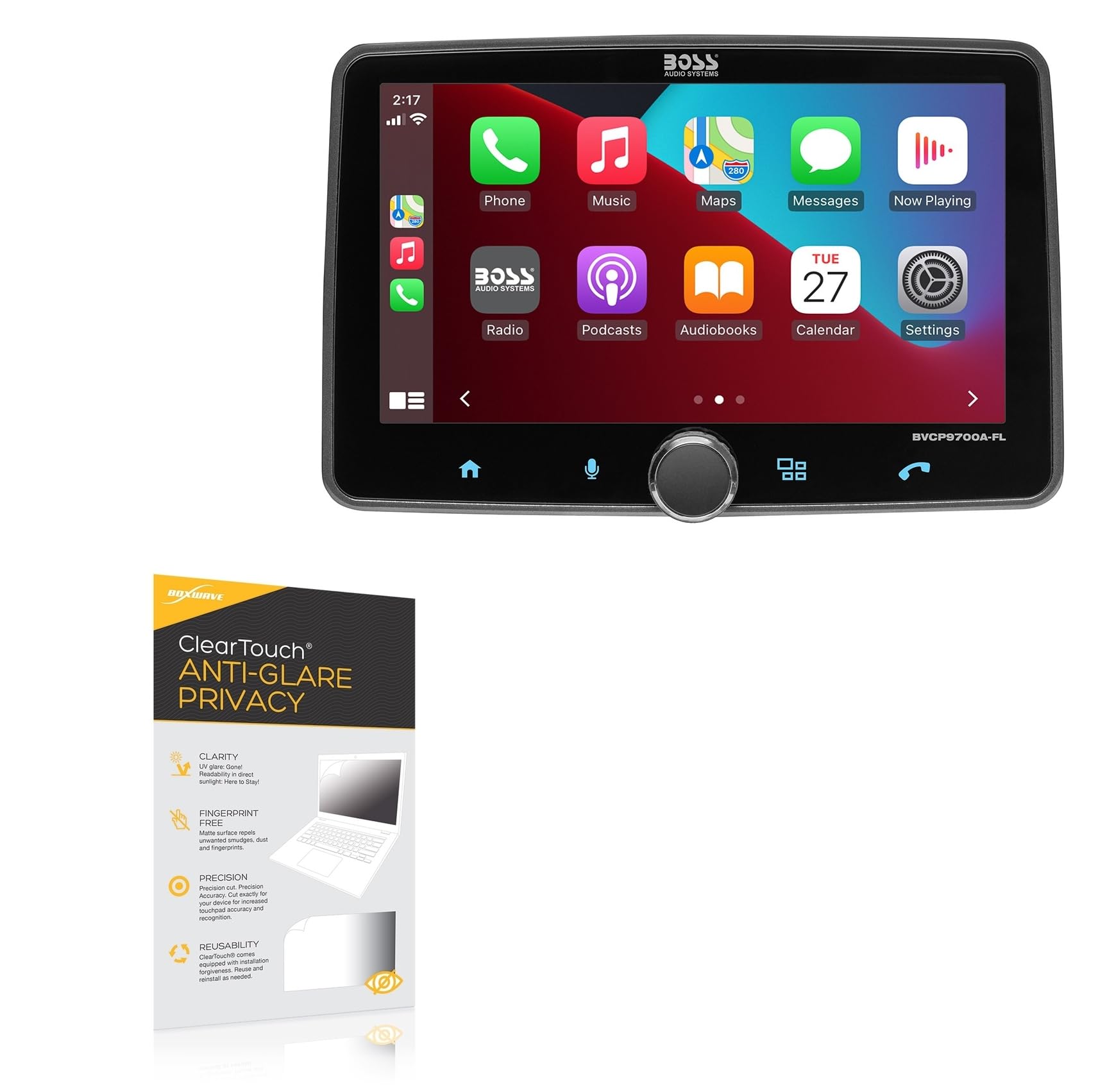 BoxWave Screen Protector Compatible with BOSS Audio BVCP9700A-FL - ClearTouch Anti-Glare Privacy (2-Pack), Privacy Screen Protector Flexible Film Anti-Glare