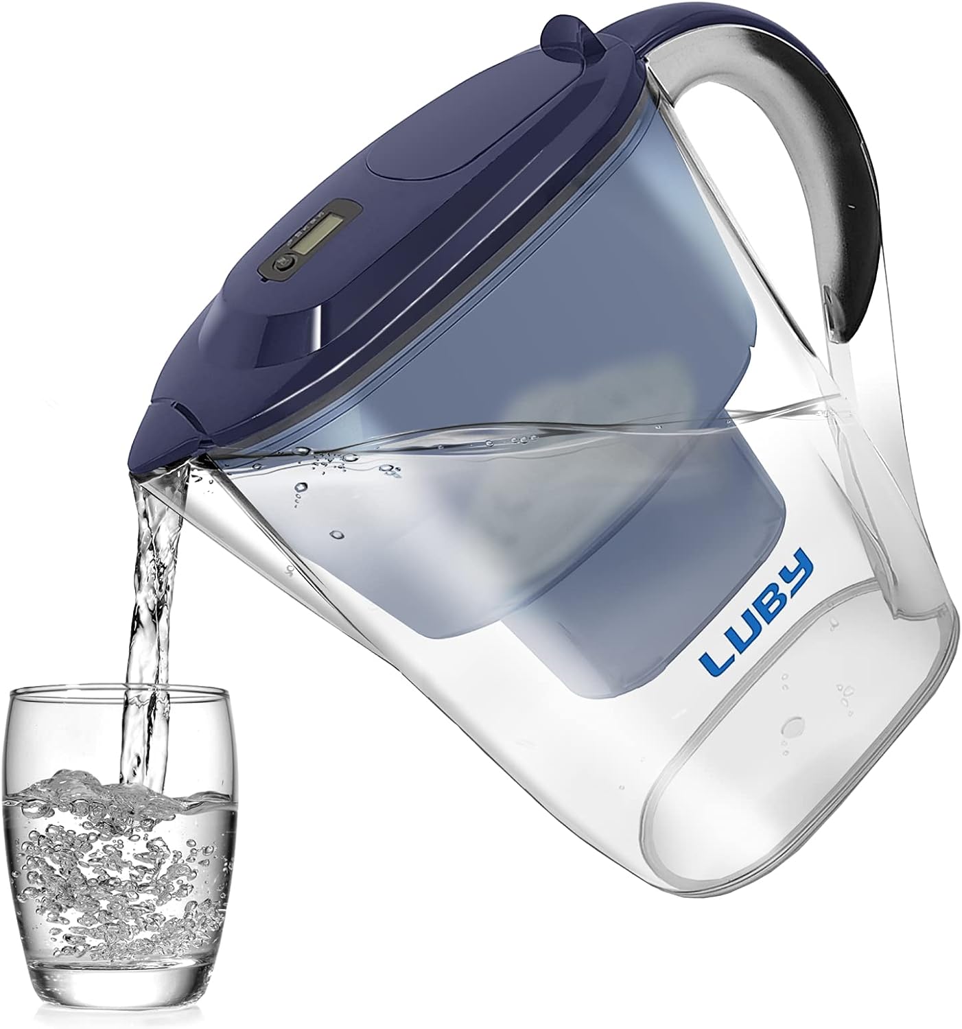 Jarra de Filtro de Agua de 2.6 L Para Nevera, Purificador de Agua Con Cartuchos de Paquete de 30 DÍAS, Elimina microplásticos, Cloro, Cal e Impurezas, Azul