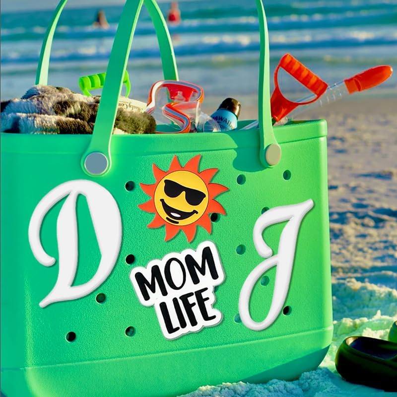 Bag用レターチャーム、アルファベットレタリングアクセサリーチャーム、ハンドバッグ用装飾レターインサート ビーチトートバッグ ボグバ