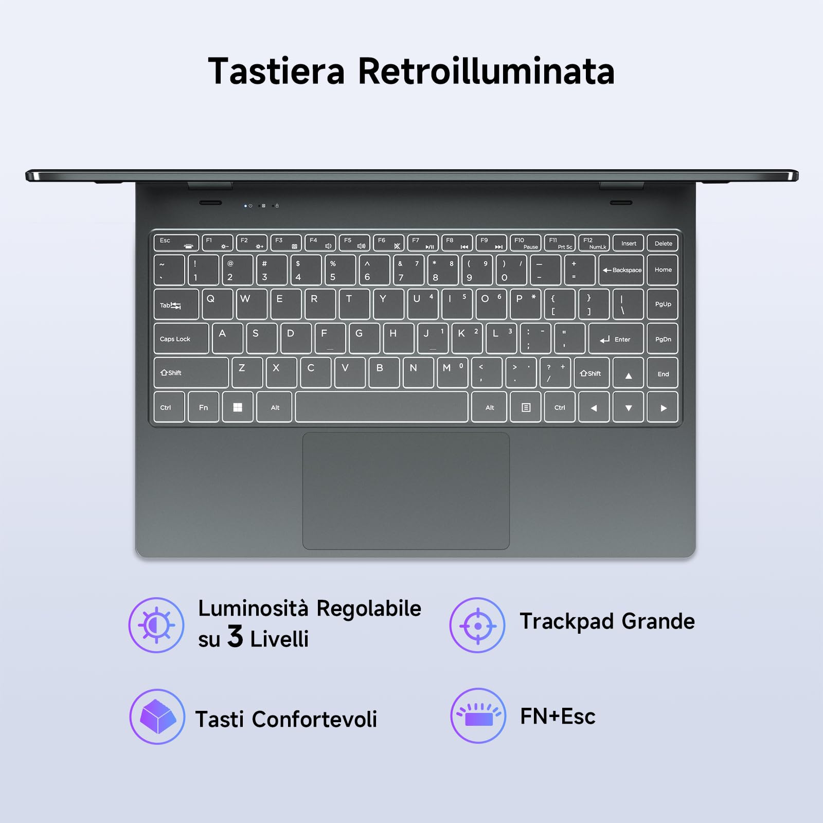 BMAX PC Portatile Intel N150 Notebook 14 Pollici 2 in 1 Touchscreen Computer Portatile 16GB RAM 512GB SSD Win 11 Tastiera Retroilluminata USB 3,2, Type C, BT5.0, Film per Tastiera Italiana
