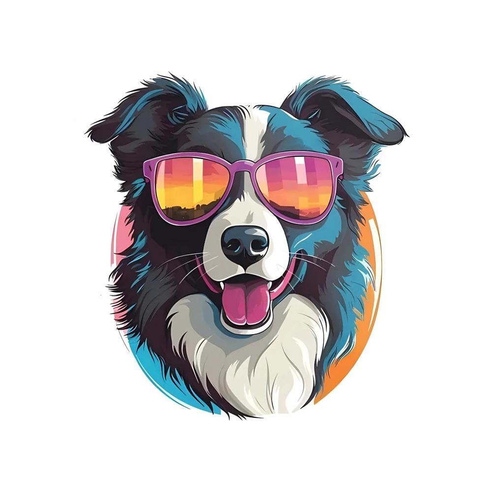 Cool Border Collie Dog Creative Vinyl Waterproof Sticker Decal for Car Laptop Wall Window Bumper Decor