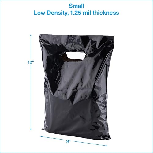 Miniatura 5 de SSWBasics Bolsas pequeñas de mercancía negras de baja densidad - 9 pulgadas de ancho x 12 pulgadas de alto - Caja de 1000 - Negro