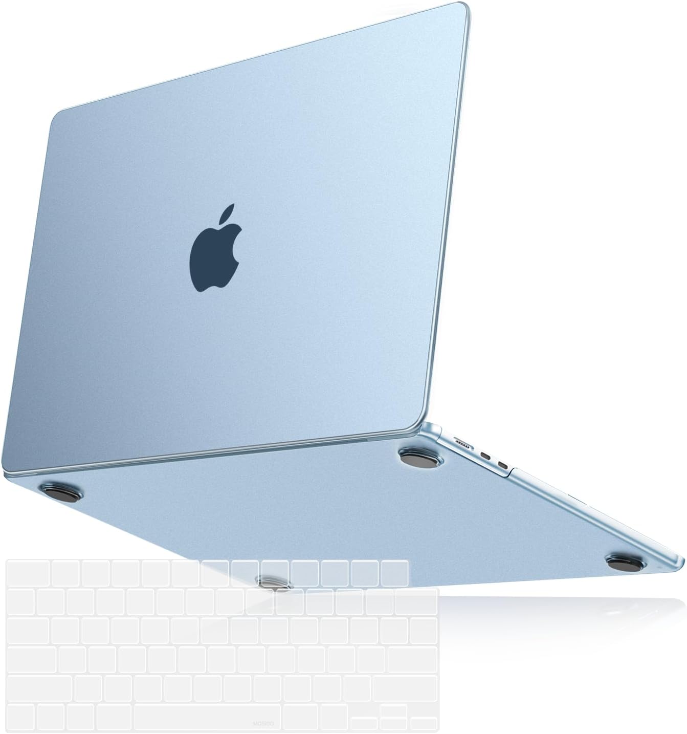 MOSISO Compatible with MacBook Air 13 inch Case 2026 2025 2024-2022 M4 A3240 M3 A3113 M2 A2681, Seamlessly Closes Crack-Resistant Hard Case&Keyboard Cover for MacBook Air 13.6 Case, Sky Blue Clear