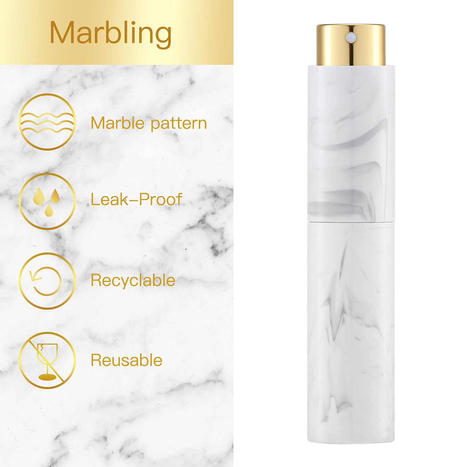 Tekson Atomizador de perfume de viaje de 10 ml (7 unidades), recipientes de colonia recargables, dispensador de botella vacía para mini pulverizador de tamaño