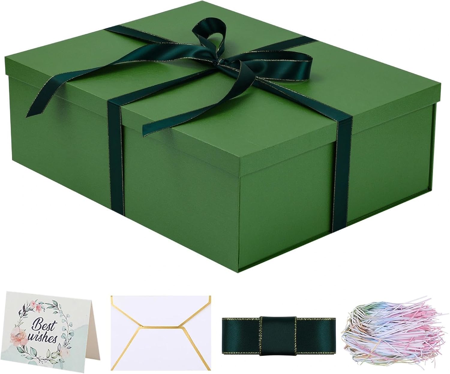 iloMAOZX Extra Large Gift Box with Lid Green 16.5x13x5.5 Inch for Presents