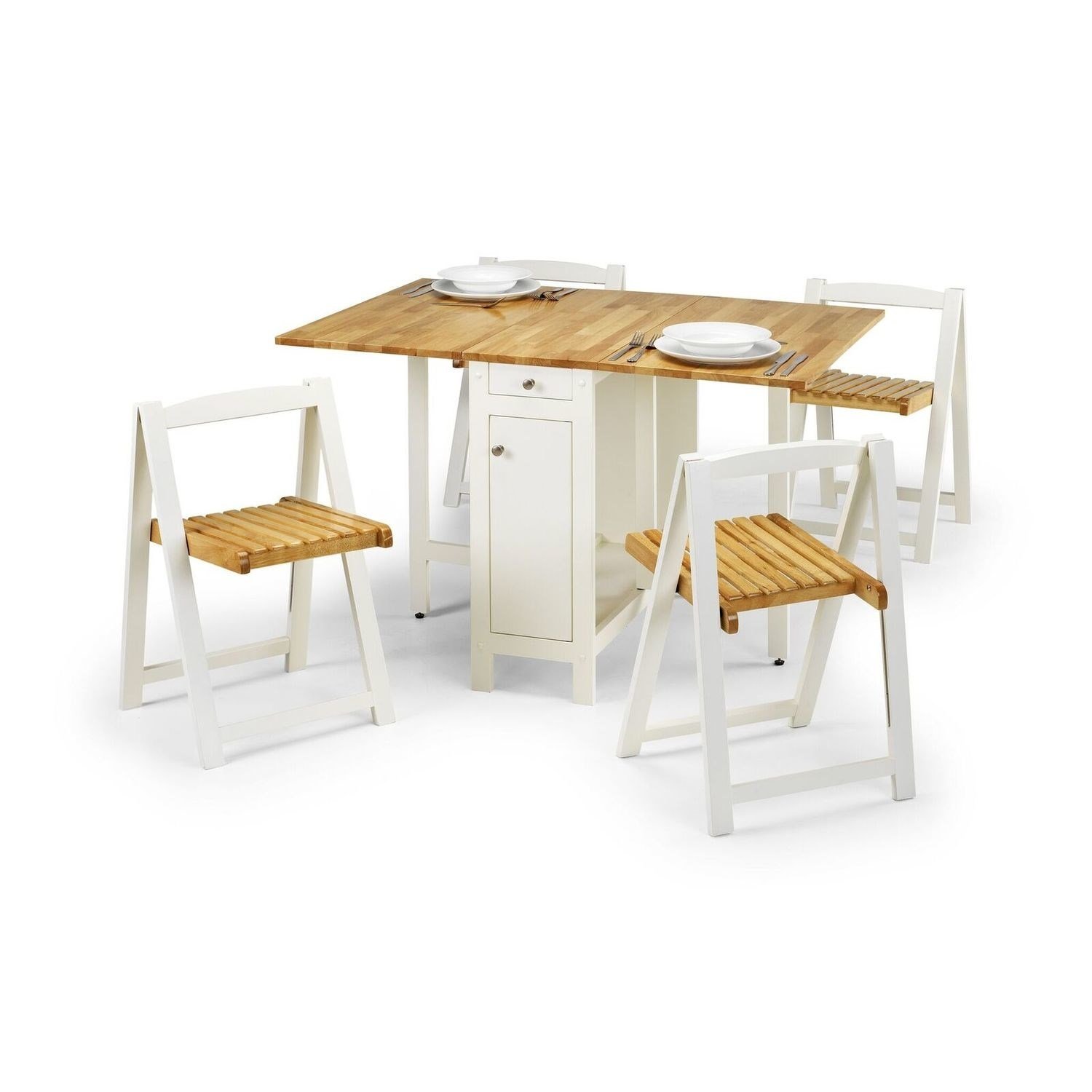 Julian Bowen Savoy White & Natural 4 Seater Dining Set