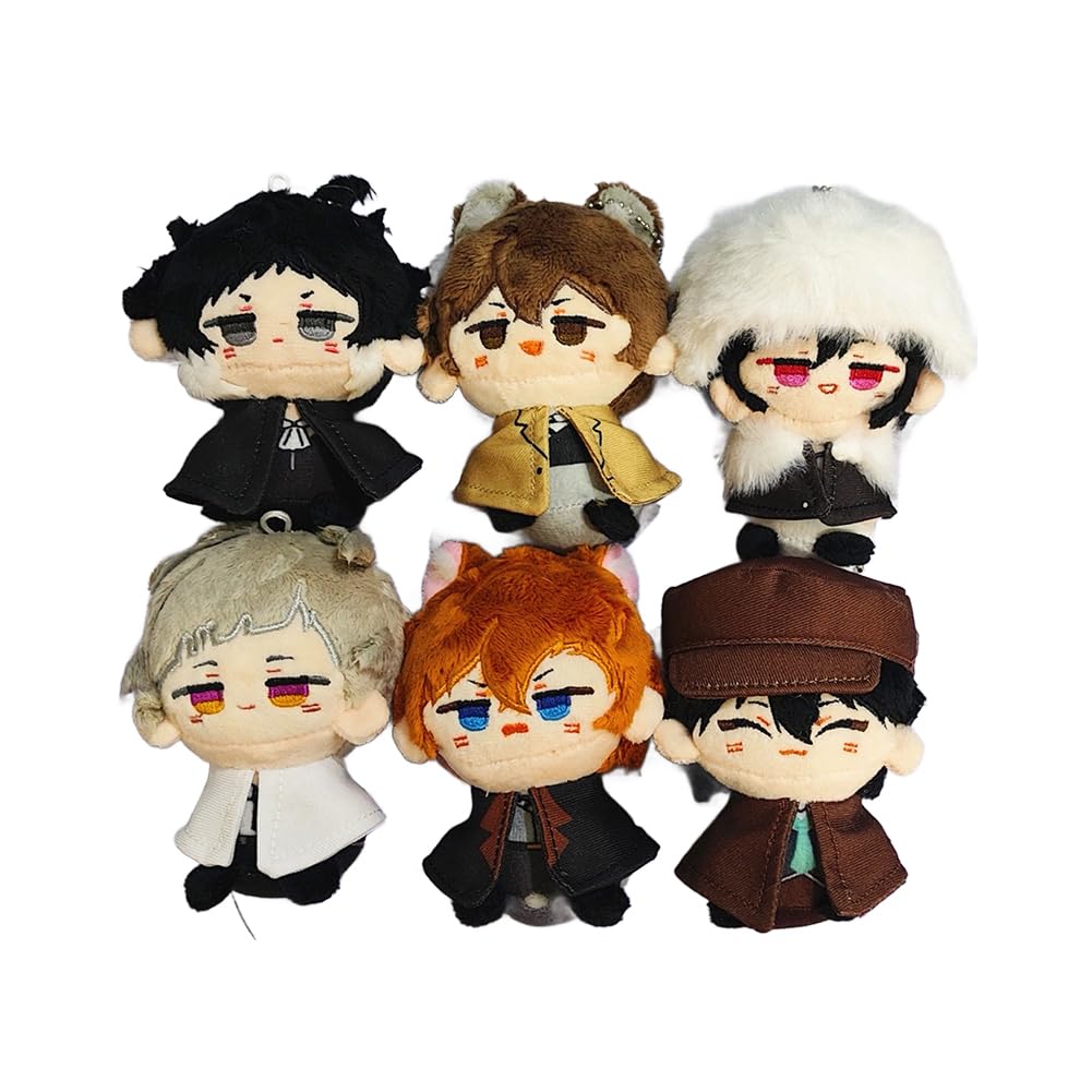 Bungo Stray Dogs Anime Plüsch-Schlüsselanhänger, Dazai, Osamu, Nakahara, Chuuya, 12 cm, Cartoon-Anhänger, niedlicher Schlüsselanhänger für Rucksack, Sammlerstück, Geschenke