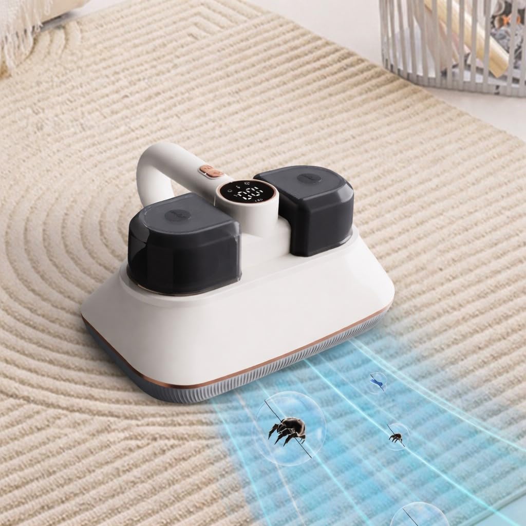 Aspirateur à Main Léger, Portable et sans Fil, Anti Acarien, Anti Bactérie, Technologie Cyclonique, Filtre HEPA, 100W, Batterie Rechargeable, Idéal pour Matelas, Rideaux, Canapés