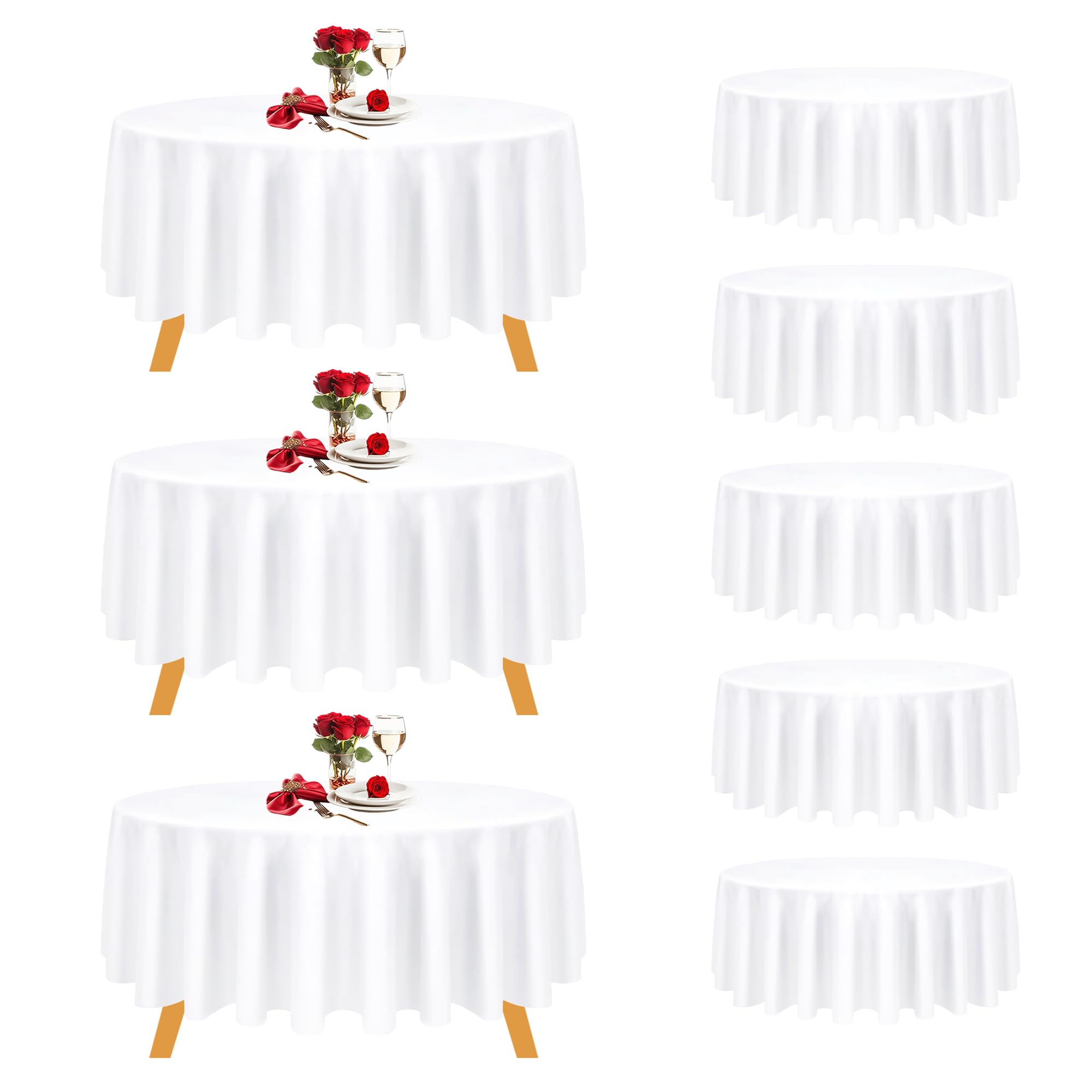 Nappe de réception ronde blanche de qualité hôtel lot de 8