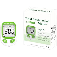 HSTCM101 Total Cholesterol Monitor Kit with 10 Strips Lancets | Home lipid panel test meter for cardiovascular health tracking, includes strips and lancets.
