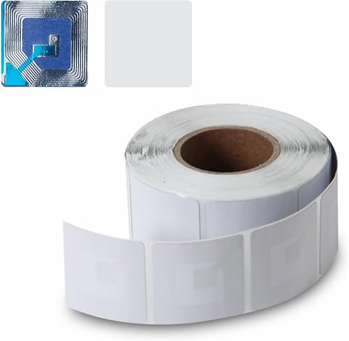 10000 etiquetas de seguridad de papel 1.5 x 1.5 pulgadas RF 8.2Mhz blanco compatible con puntos de control - Etiquetas antirrobo prácticas y