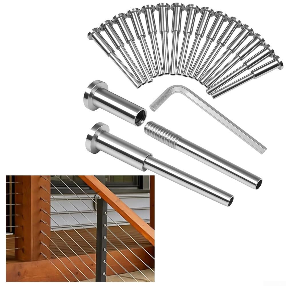 20Pcs T316 Acciaio Invisibile Acciaio Invisibile Cavo Ringhiera Accessori Con Manicotto Esagonale per Installazione Interna O Esterna