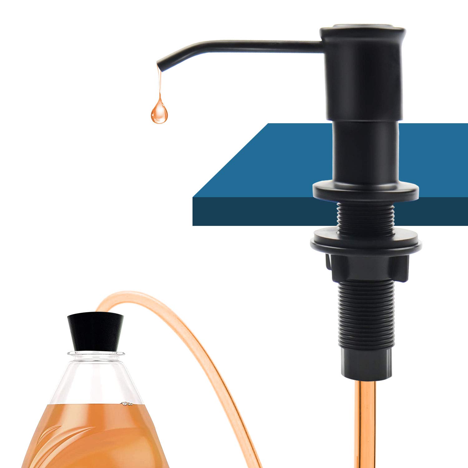 Kitchen Sink Soap Dispenser, Under Sink Soap Dispenser Pump, Good Suction Pwer, 47" Extension Tube Connect to The Soap Contaner Directly, Say Goodbye to Frequent Refills (Black)