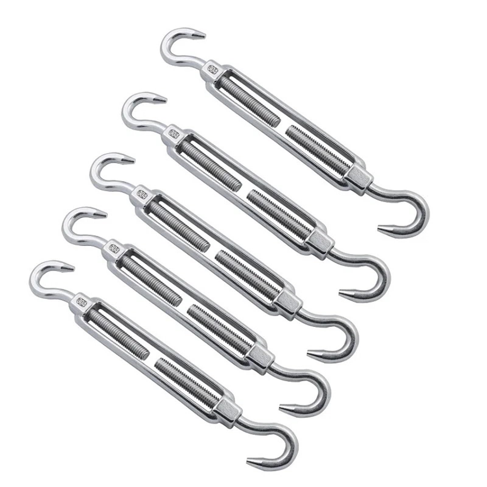 PULaif Turnbuckle Wire Tensioner, Turnbuckle Wire Tensioner Pack Of 5 Stainless Steel 304 Hook And Eye M5 M6 M8(M6)