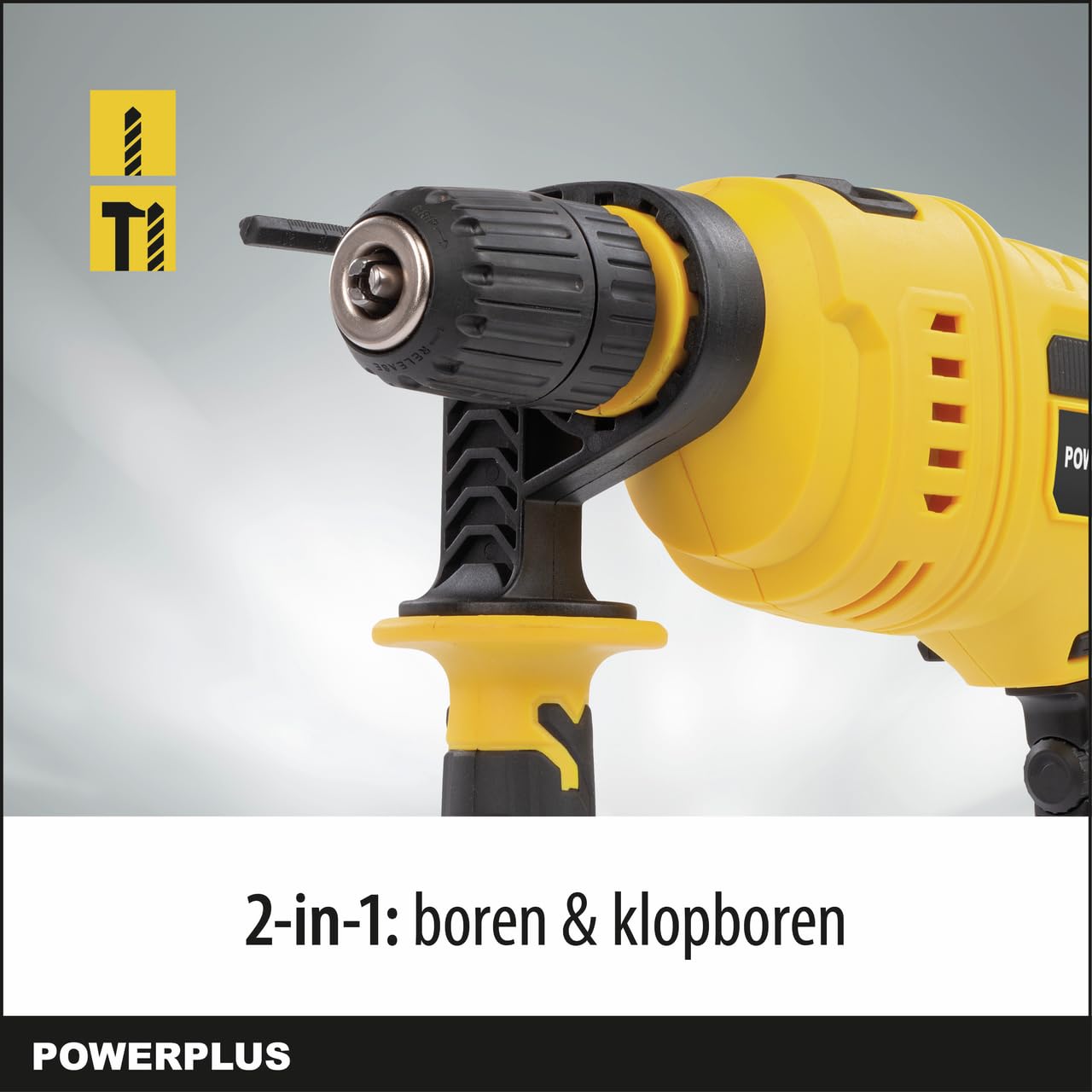 Powerplus Taladro percutor POWX0265-800W y una velocidad continuamente variable: entre 0 min-1 y 3000 min-1