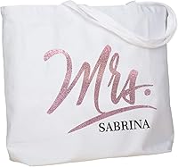 Vista 1 de ELEGANTPARK Bolso de hombro grande con monograma blanco personalizado para boda, despedida de soltera