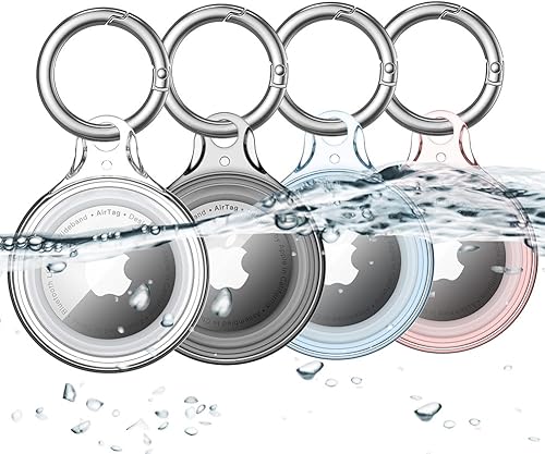 Miniatura 8 de COOLQO Paquete de 4 llaveros impermeables IPX8 para AirTag protección de grado Mil funda de policarbonato con purpurina para Apple AirTag,