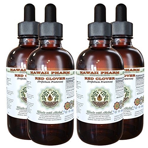 Red Clover Alcohol-Free Liquid Extract, Red Clover (Trifolium Pratense) Seed Glycerite Natural Herbal Supplement, Hawaii Pharm, USA 4x4 fl.oz