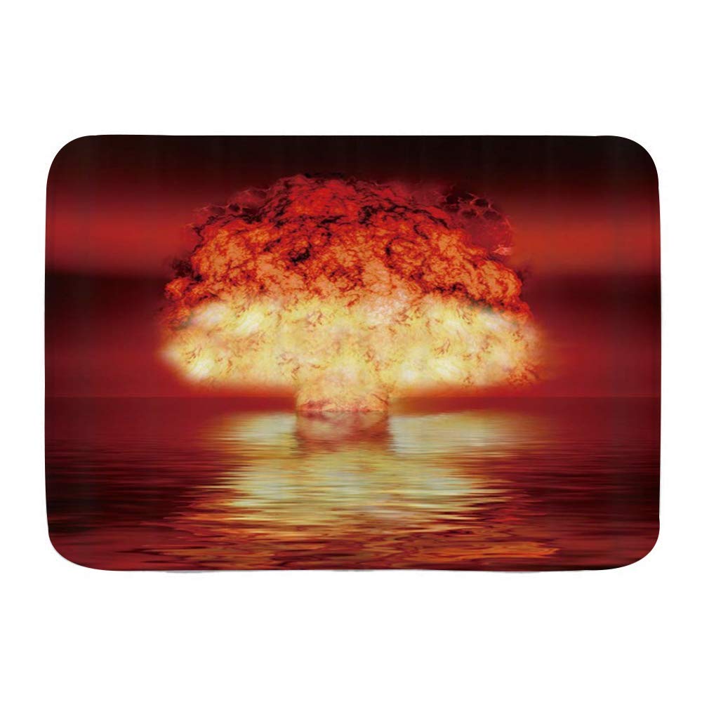 Arfurt Bath Mat Rug,Abstract Mushroom Cloud Sunset Ocean Reflection,Plush Bathroom Decor Mats with Non Slip Backing,31.5" X 19.5"