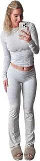 Cotton Lounge Set, Womens Lounge Sweatsuits Set, Soft Slim Fit Long Pants Jogger Two Piece Suit