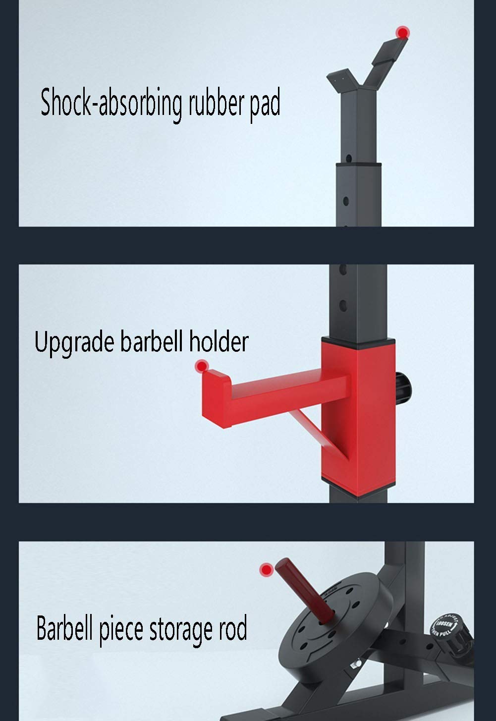 ERoomQ Barbell Rack, Squat Stands Rack Weight Rack Gym Rack Squat and Bench Press Rack Dumbbell Stand, Height Adjustable, Load 260kg, Fitness Equipment Home Gym IndoorSiamese