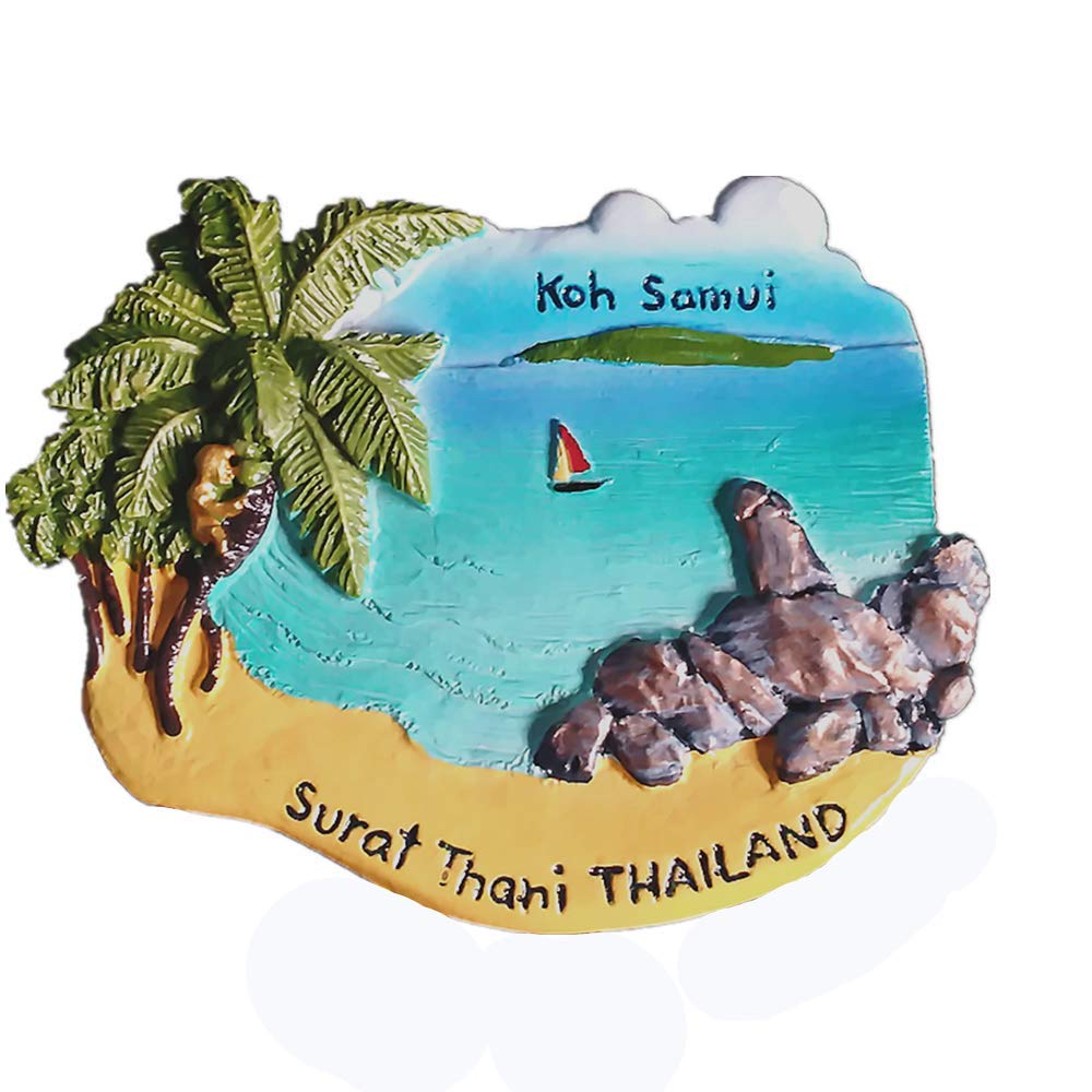 Muyu Magnet Koh Samui Surat Thani Thailand 3D Fridge Magnet Tourist Souvenir Gift Collection,Home & Kitchen Decoration Magnetic Sticker Thailand Refrigerator Magnet