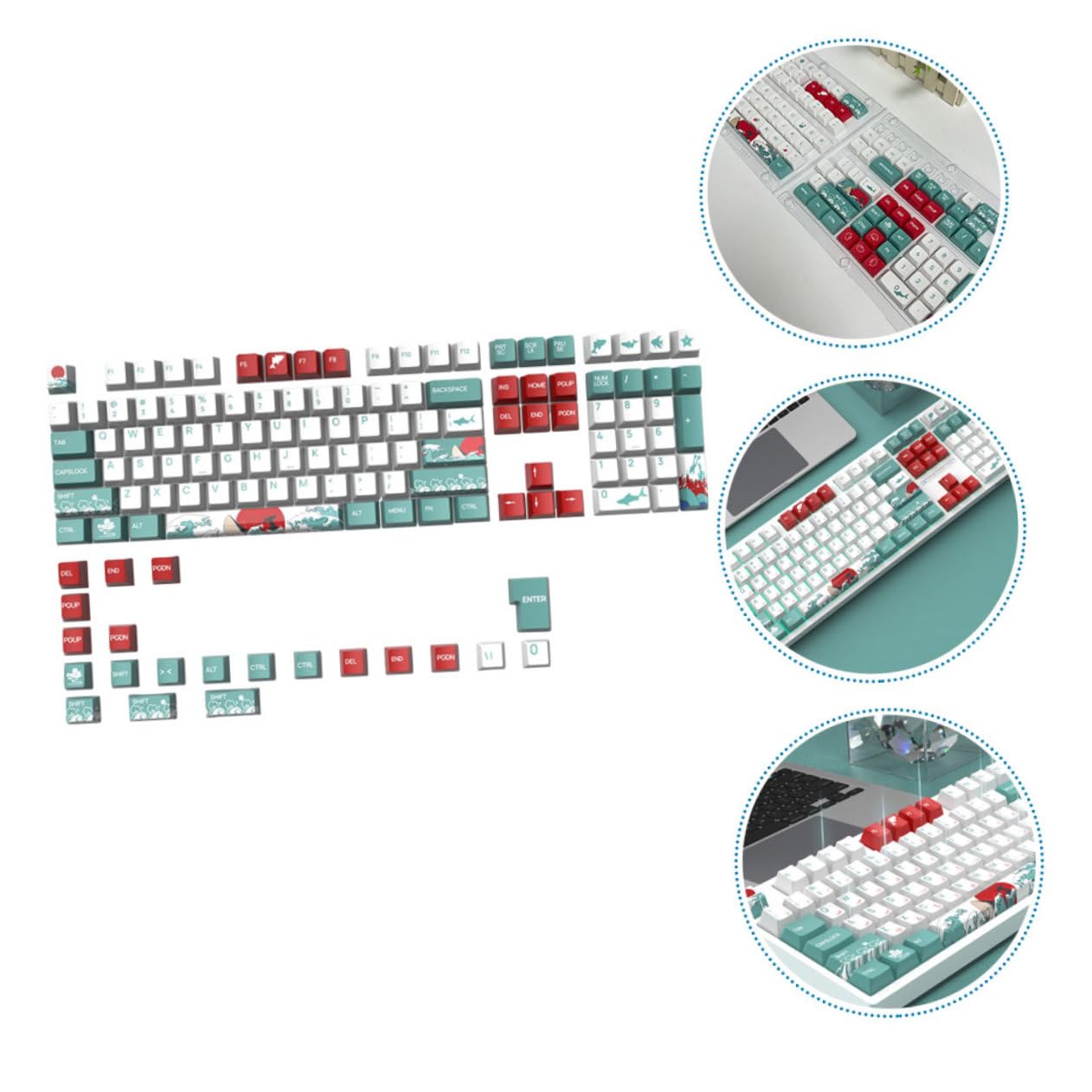 Set di Keycap per Tastiera Meccanica 129 Pezzi Pbt Tema Corallo