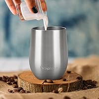 Vista 7 de Waipfaru Vaso de vino, 12 onzas/12 unidades, vaso de vino aislado con tapa, copas de vino al vacío de doble pared, taza sin tallo de acero