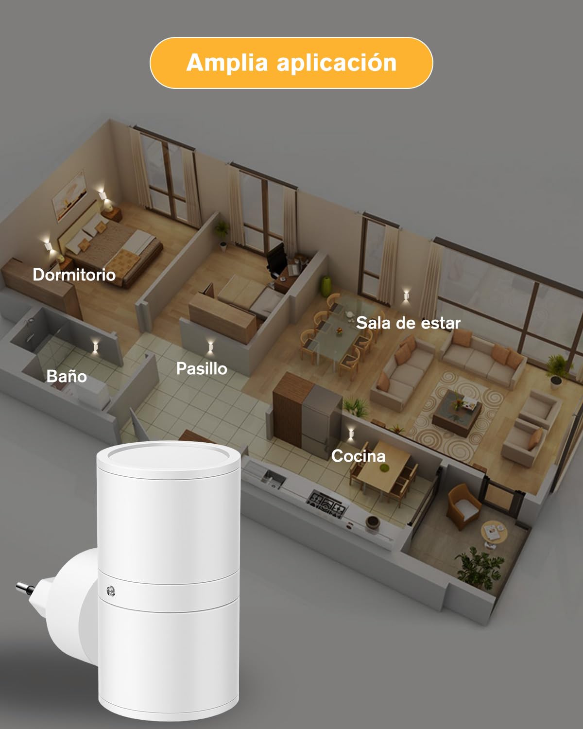 Enchufe de luz nocturna led, luz nocturna infantil enchufadas en la pared, Sensor del atardecer al amanecer, Blanco suave 3000K-4500K, Brillo ajustable de 0-100LM, Luzes nocturnas dimmables blanco