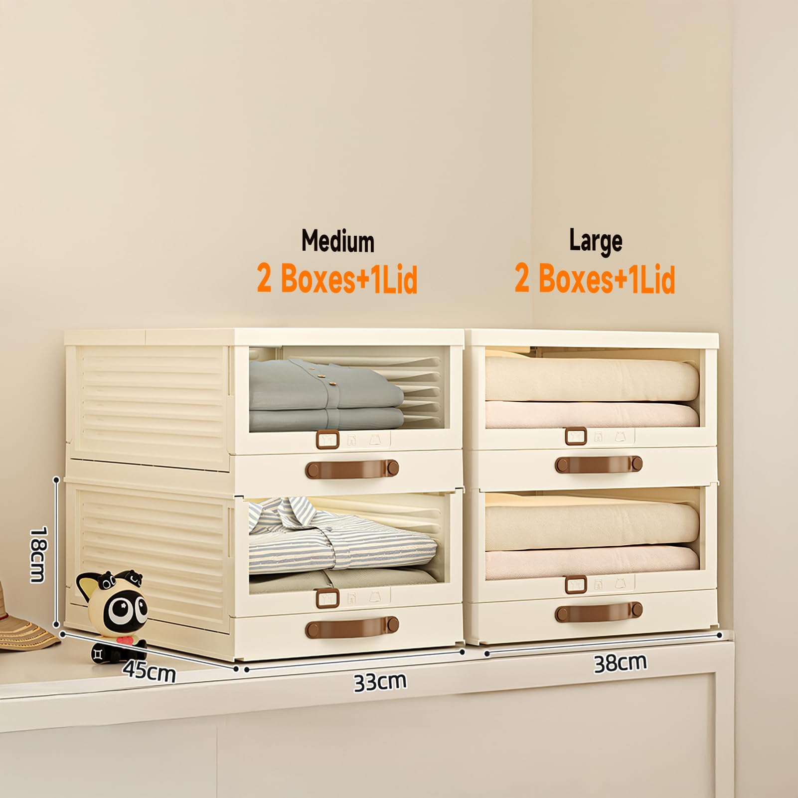 Questo Set di Organizer per riporre Oggetti - Cassetti impilabili in plastica di Medie Dimensioni con Coperchio a ribalta, Facili da estrarre per Armadio, Camera da Letto, Lavanderia