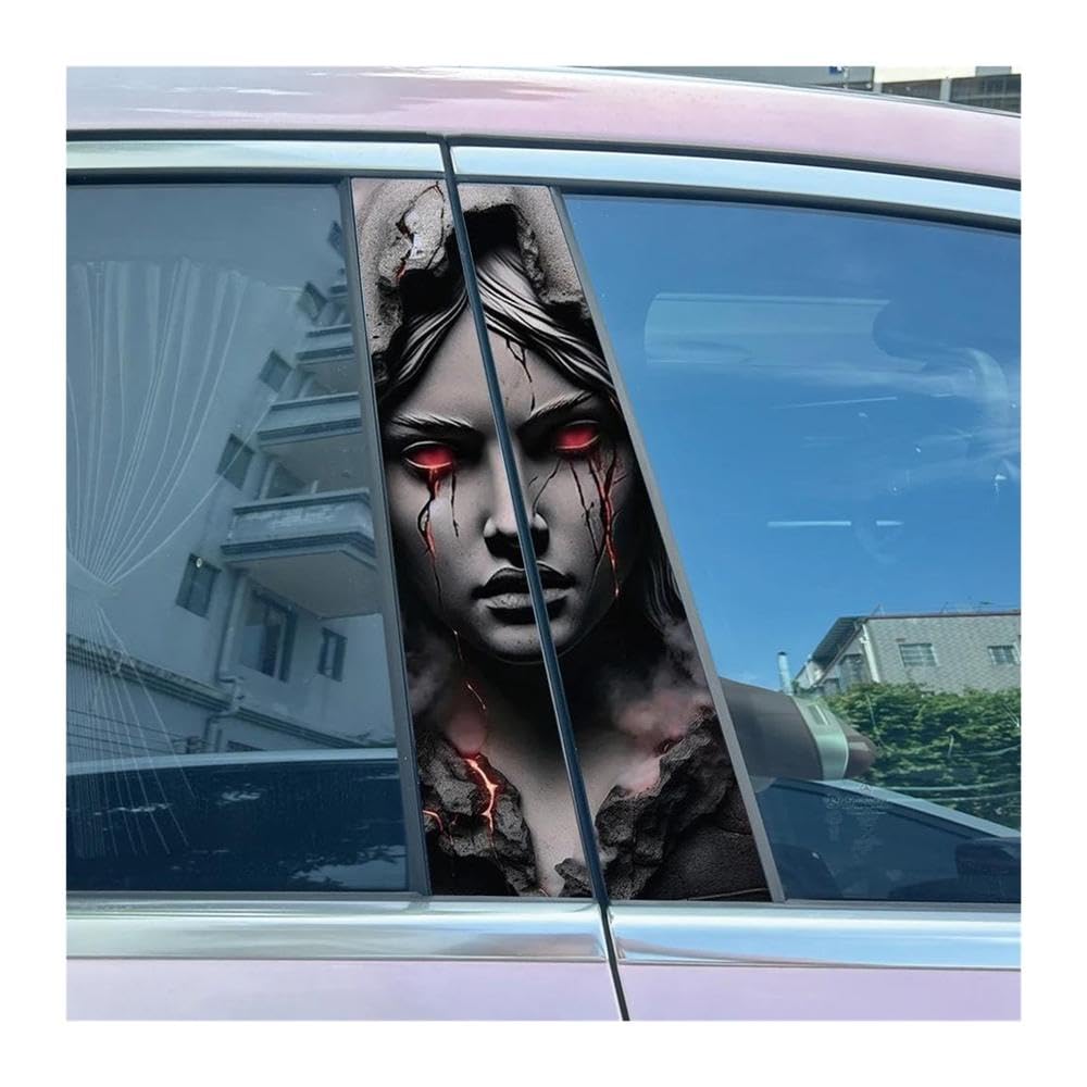 Body Parts 2pcs Car B-Pillar Decals Horror Nuns Auto Center Pillar Waterproof Sticker(E)