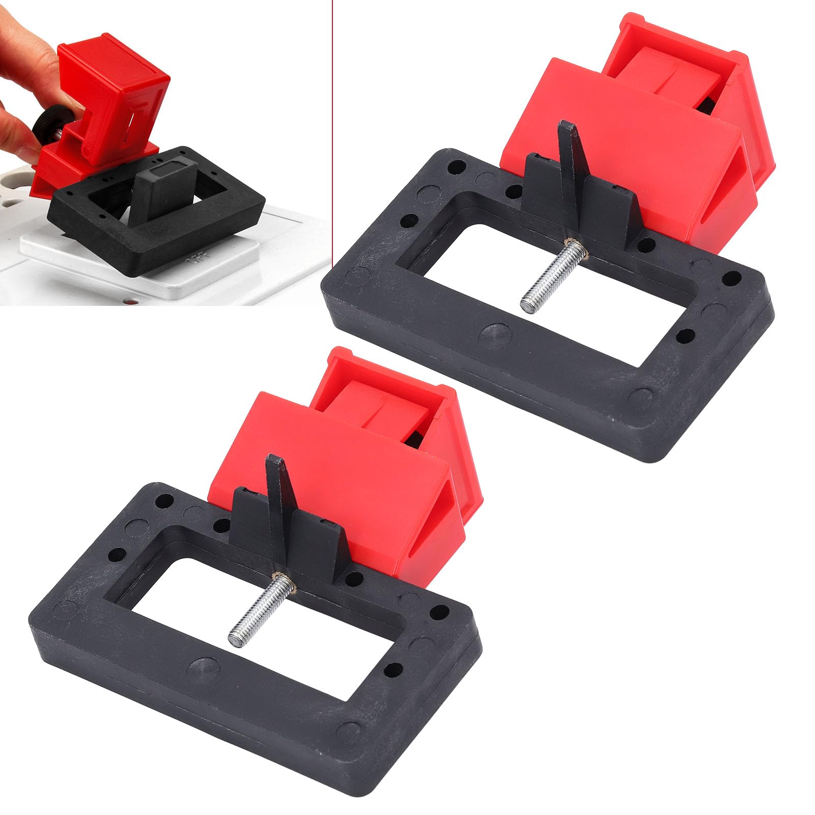 Breaker Lockout Device, 2PCS Clamp On Circuit Breaker Tagout Device Blade Teeth Bite Design Circuit for Standard Single and Double Toggles