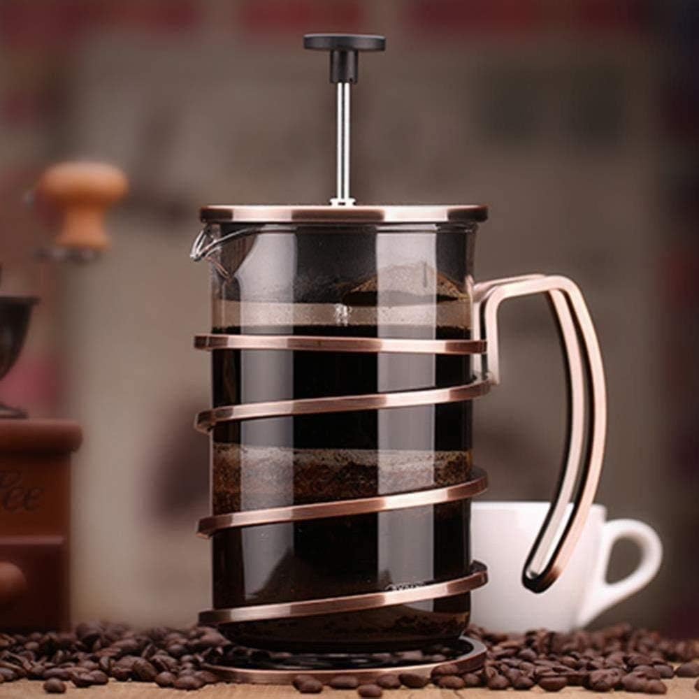 Coffee Stainless Steel French Press with 27Oz Glass Carafe, Makes Delicious Coffee, Easy To Operate & Quick Cleanup Pot - Stainless Steel+Glass, French Press Pot