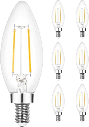 Sigalux E12 LED Candelabra Bulb 40 Watt Equivalent, Dimmable Chandelier Light Bulbs 5000K Daylight, B10 Candle Bulbs for Chandelier, 3W, 300LM, 6 Pack
