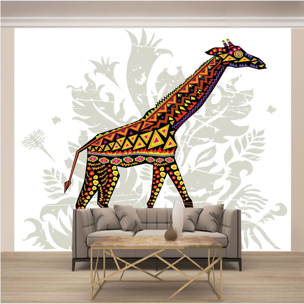 Papier peint intissé animal girafe xxl 300x220cm pour decoration salon mural