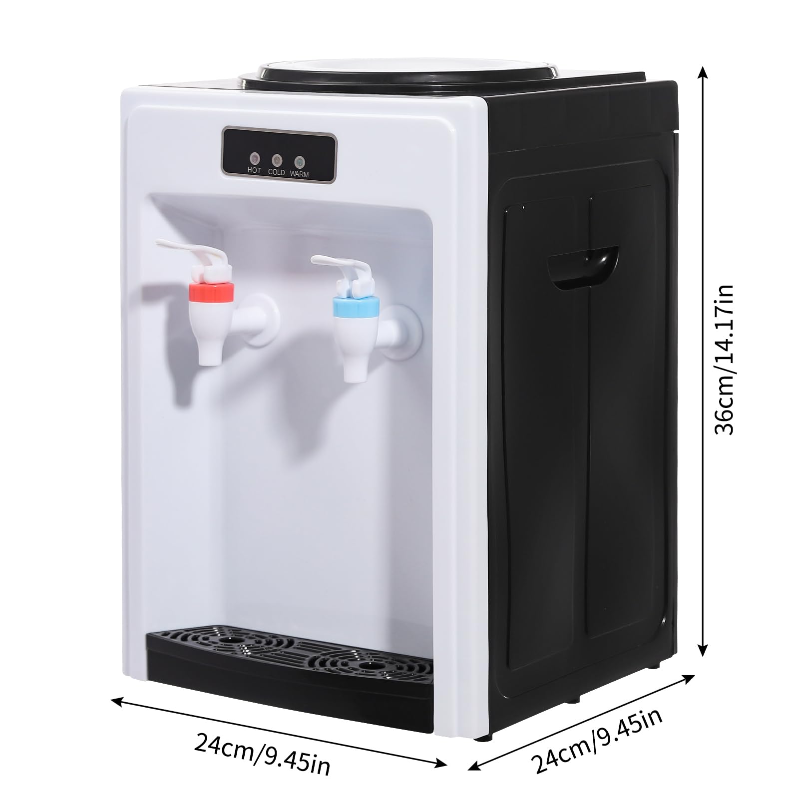 Dispensador de Agua eléctrico de 24 x 24 x 36 cm, dispensador de Agua Caliente y fría, 220 V, Cubo aplicable de 4,5 – 18,9 L, máquina de Agua para el hogar, dispensador de Agua fría (Blanco y Negro)