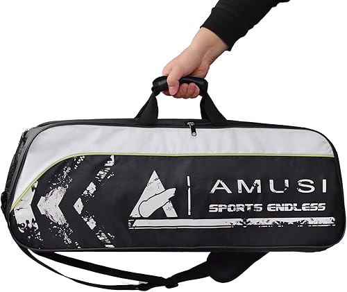 Miniatura 2 de Bolsa de raqueta de bádminton de tenis con capacidad para 3  4 unidades, con compartimento para zapatos y bolsillo lateral para hombres y mujeres,