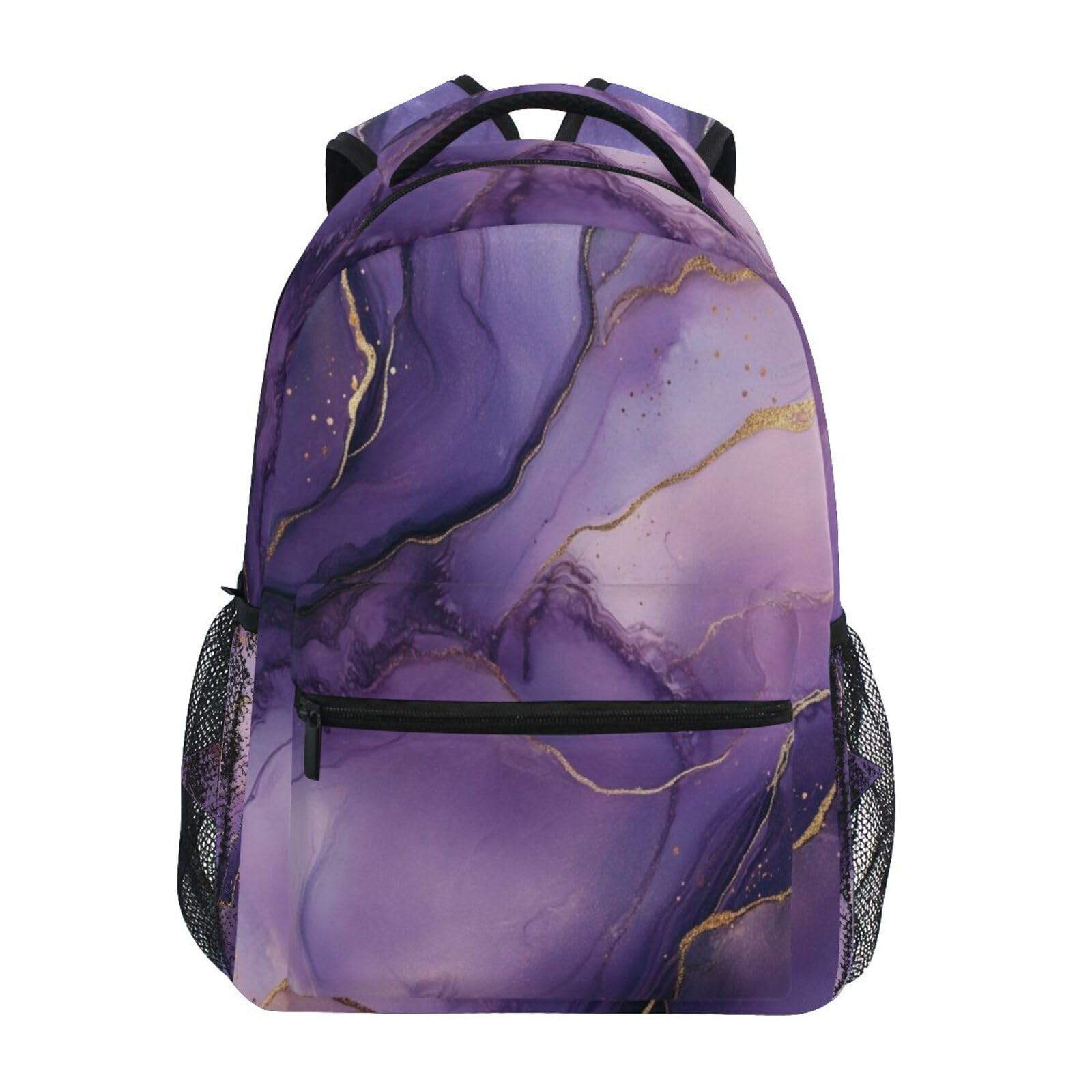 Kcldeci Purple Marble Backpack for Kids Girls Small Backpack Kindergarten School Bookbags for Toddler Travel